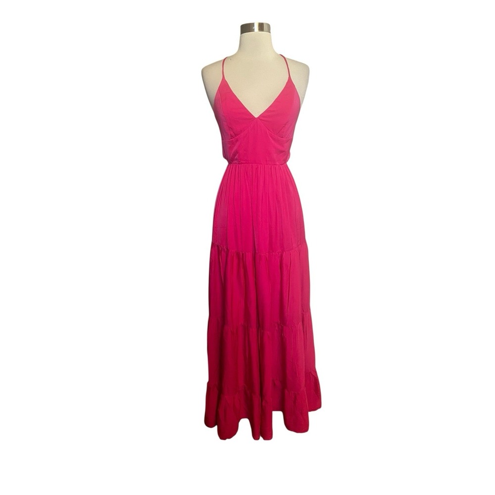 Alamour The Label Karmia Dress Size XS Pink Tiered Lace Up Back